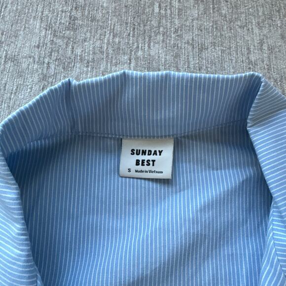 Aritzia Blue Striped Polo Top - Picture 2 of 5